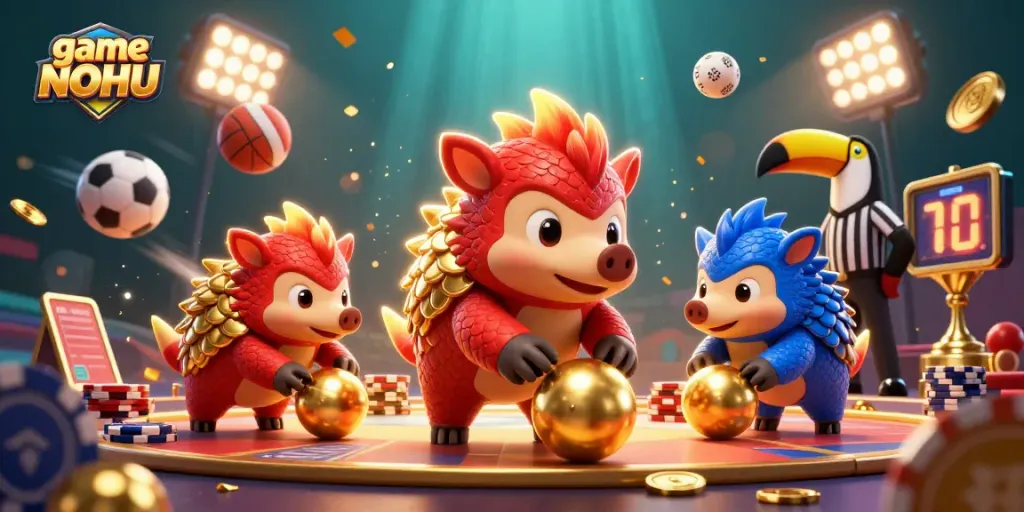 Experience thrilling action with game NOHU featuring rival pangolins amid dynamic gambling elements.