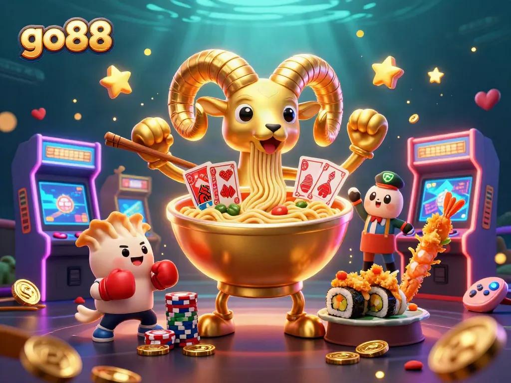 Experience the thrill of go88 with a vibrant 3D casino scene featuring unique characters and games.