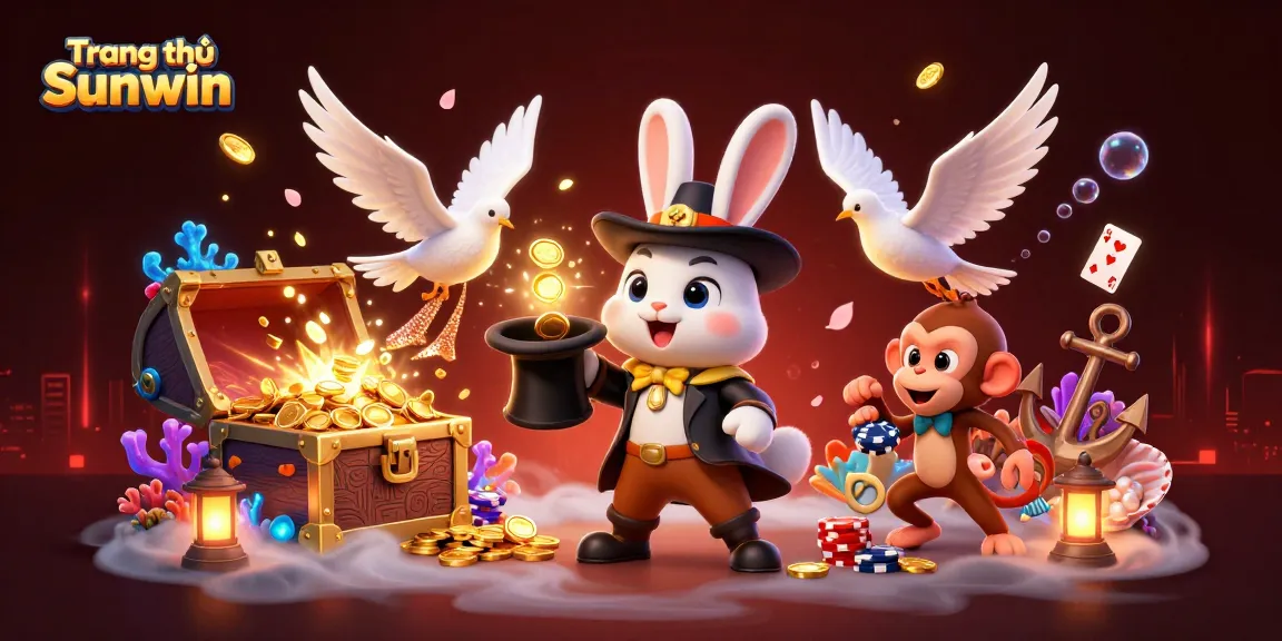 Win big at Trang chủ Sunwin with magic and excitement in this vibrant 3D casino illustration.