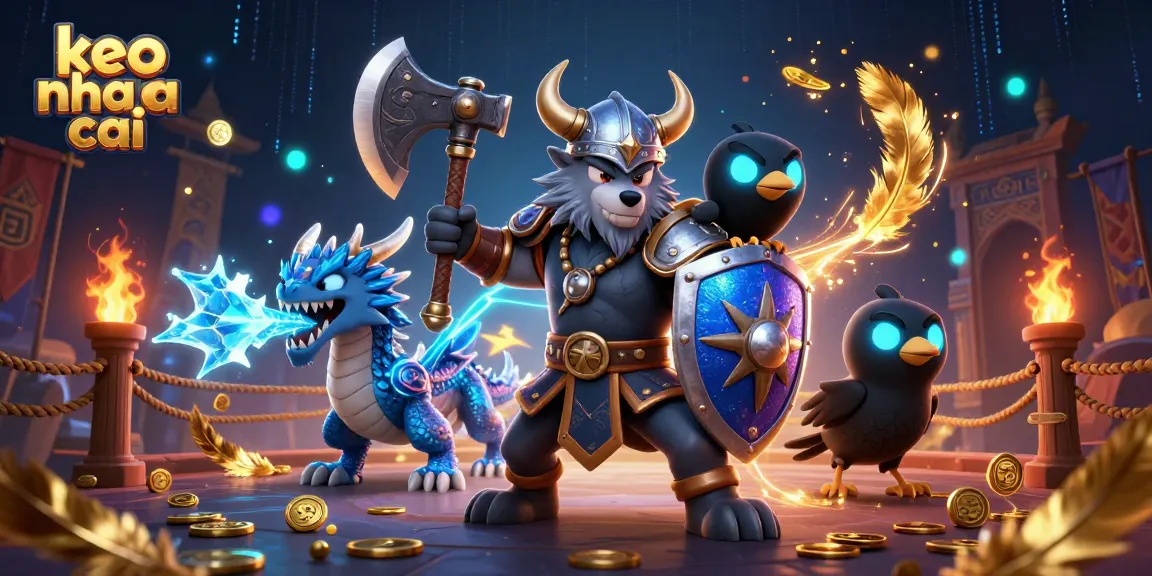 Engage in exciting keo nha cai sports betting with a Viking warrior and dragon in action.