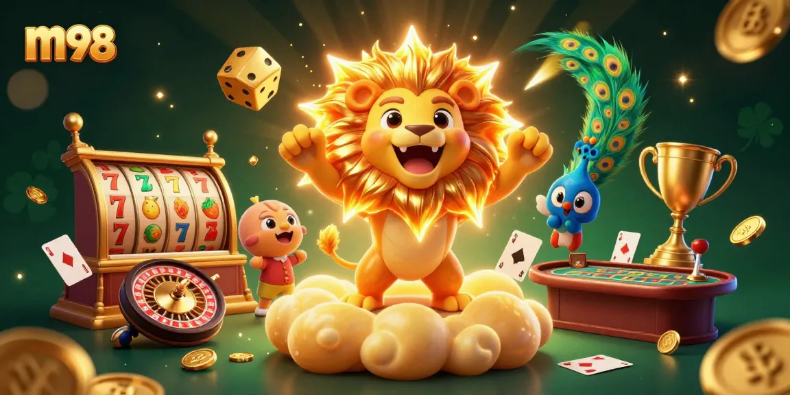 Experience thrilling slots at m98's dynamic casino scene with vibrant gameplay elements.