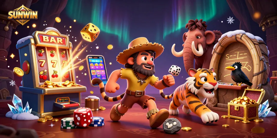 SUNWIN brings exciting slot jackpots to life with dynamic cartoon characters in a prehistoric casino.